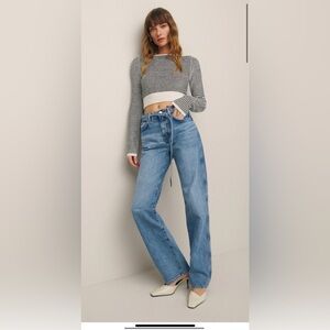 Reformation Val Belted Mid-Rise Straight Jeans